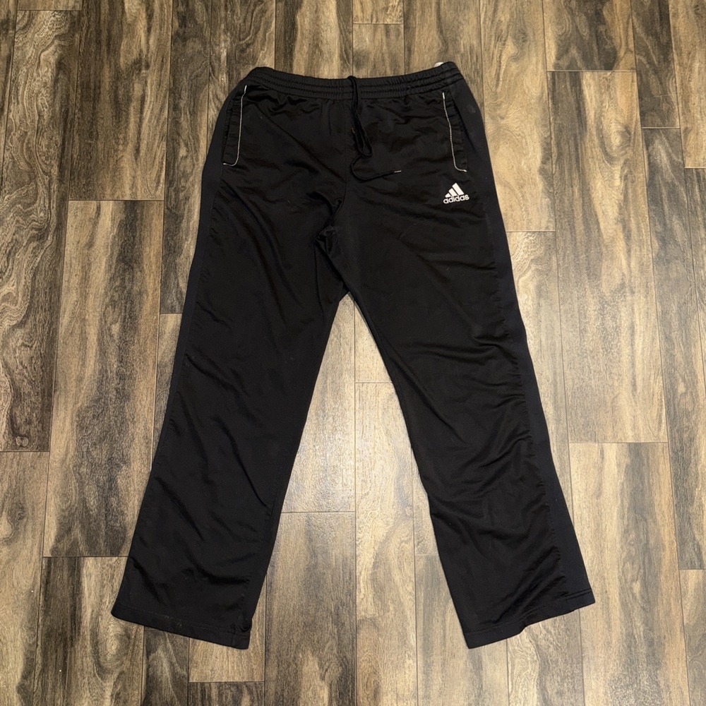 Adidas Relaxed Fit Athletic Polyester Sweatpants Men's Size XL Black Gym Wear
